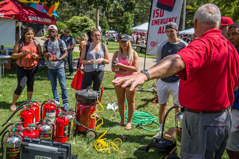 Fire extinguisher demonstration.