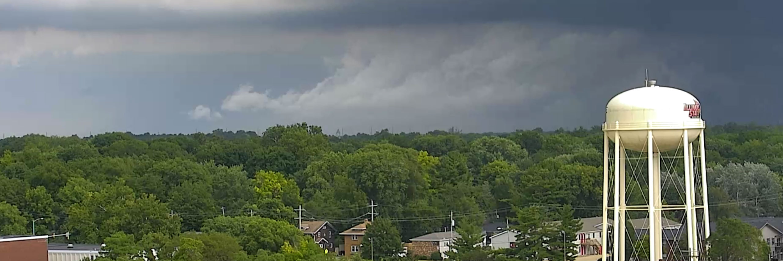 A thunderstorm approaches campus.